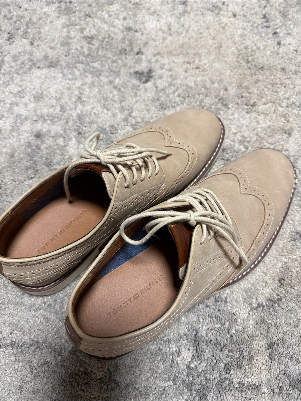 Tommy Hilfiger Beige Wingtip Derby Shoes